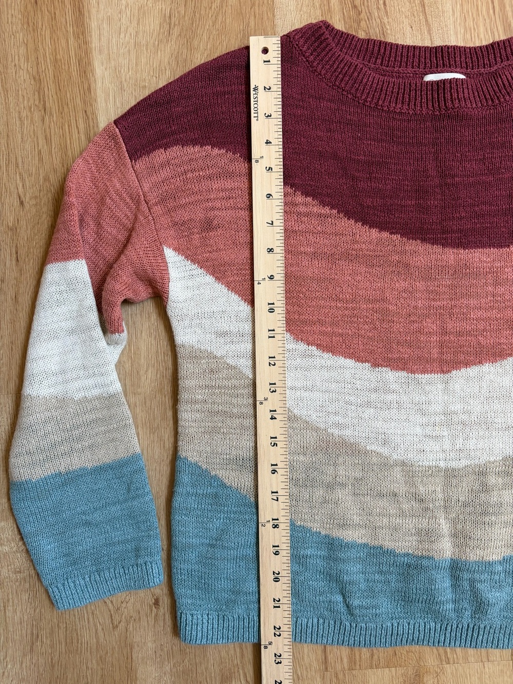 Garnet Hill Sweater Skyline Linen Organic Cotton wave stripes medium $128 - Picture 7 of 9